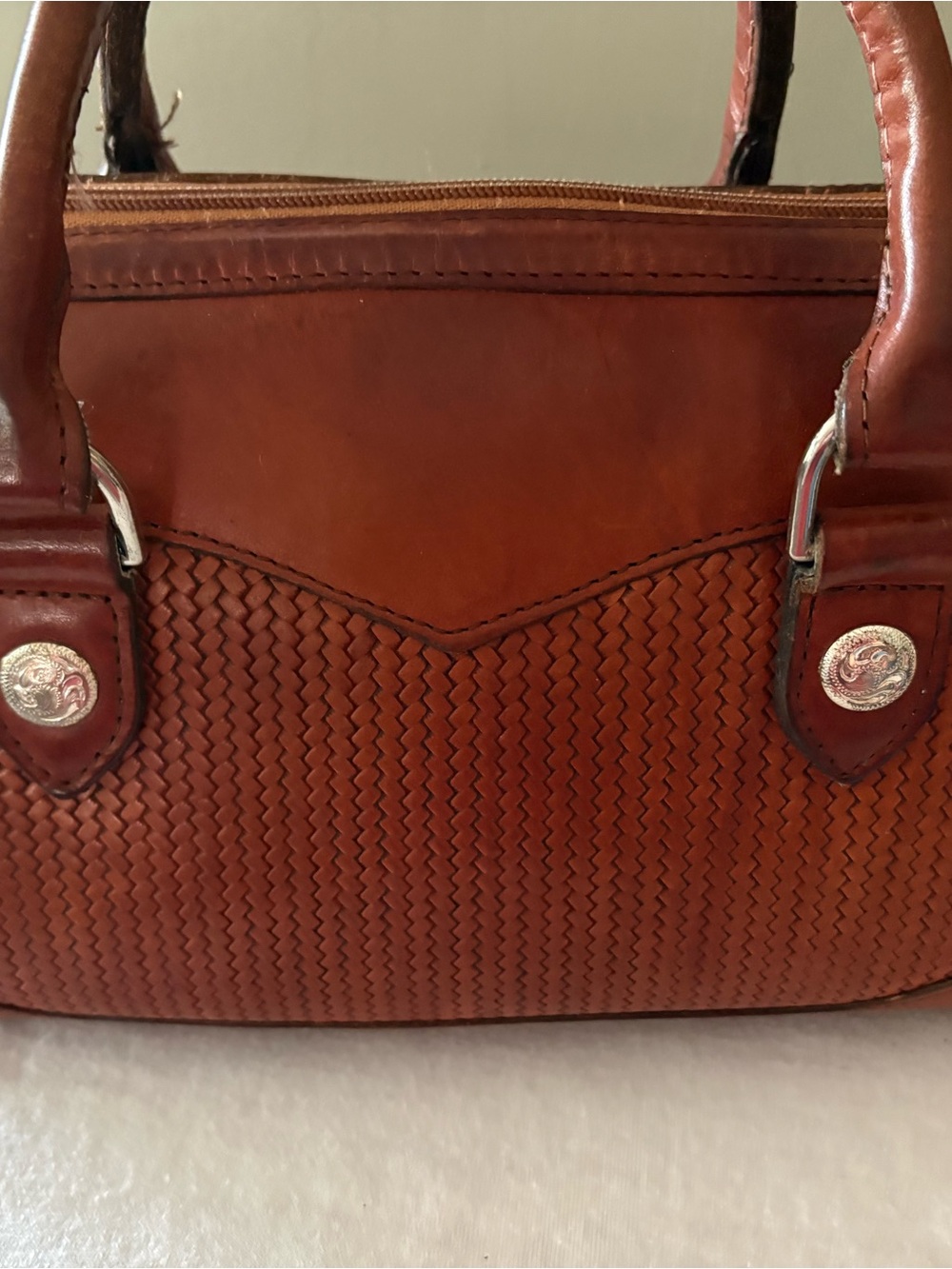Vintage Circle Y Western Leather Satchel Purse - Picture 3 of 4
